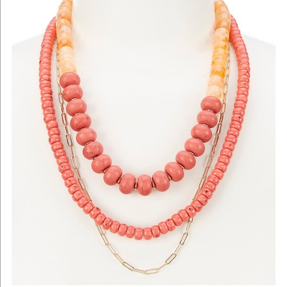 Anna & Ava Coral Layered Beaded Necklace